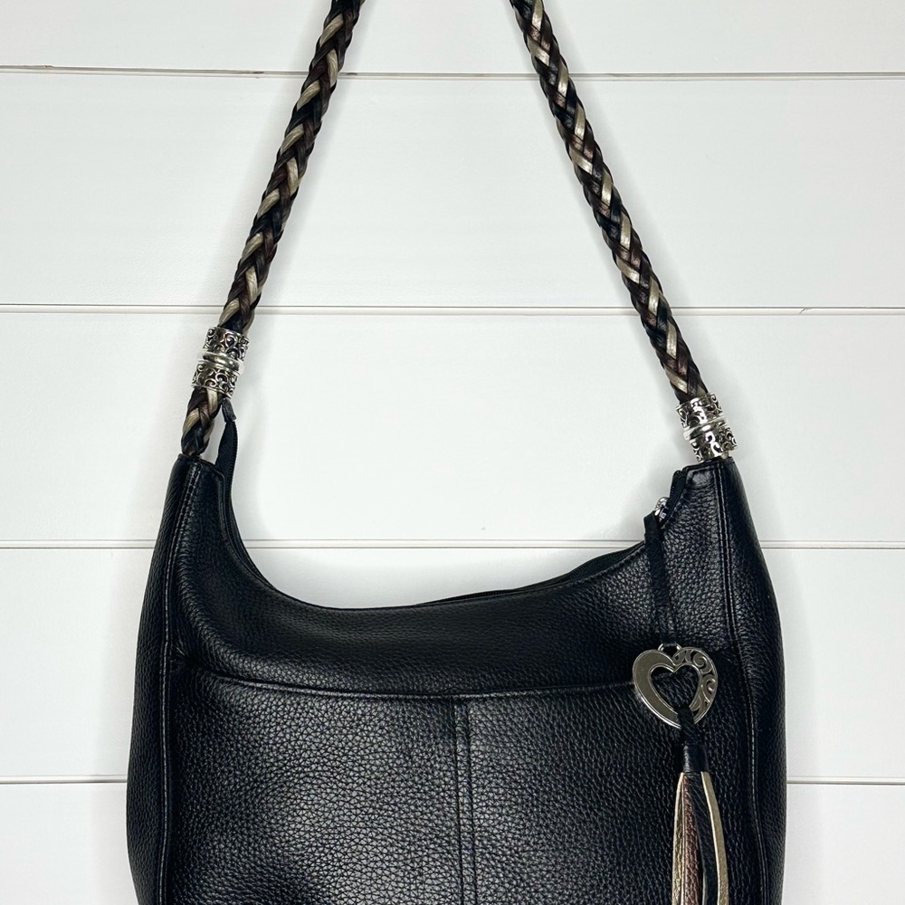 Brighton Barbados Black  Hobo Bag with Braided Strap